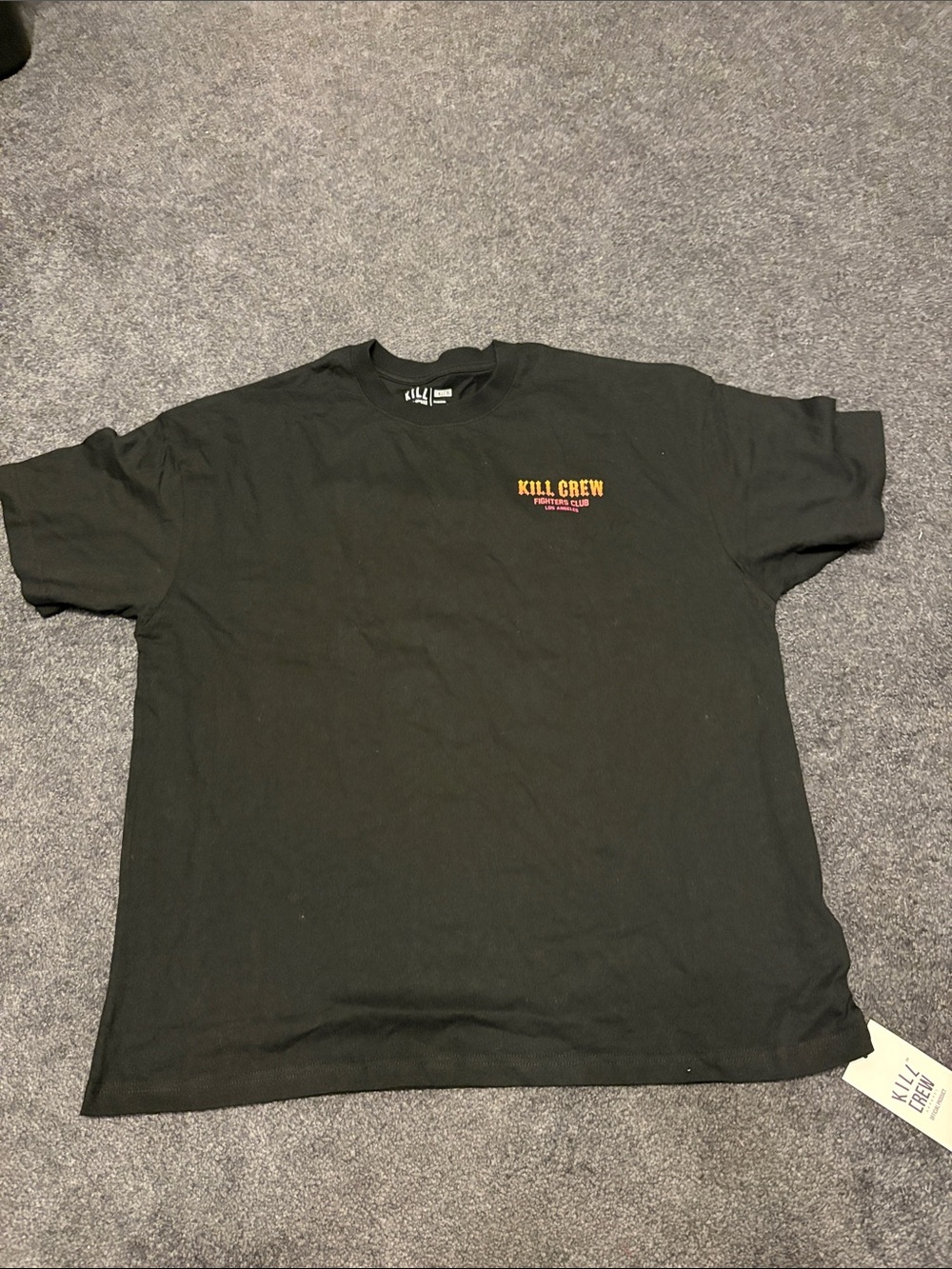 Kill Crew Black Tee with Small Yellow Chest Logo